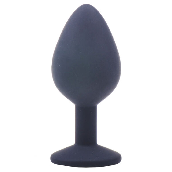 Medium Black Jewelled Silicone Butt Plug - XToys UK