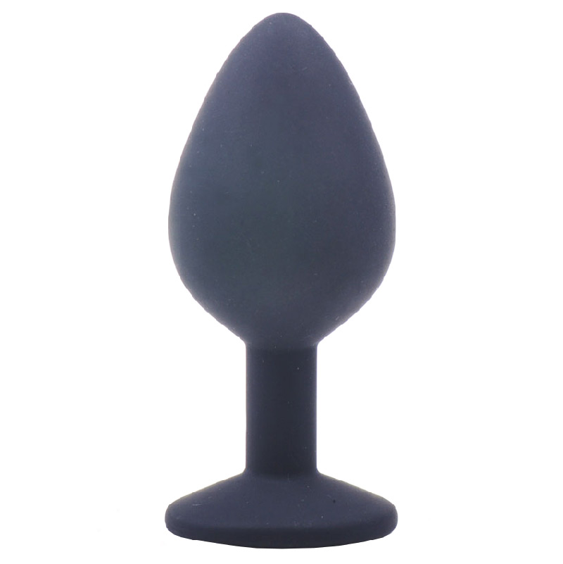 Medium Black Jewelled Silicone Butt Plug - XToys UK