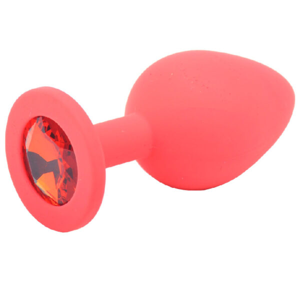 Medium Red Jewelled Silicone Butt Plug - XToys UK