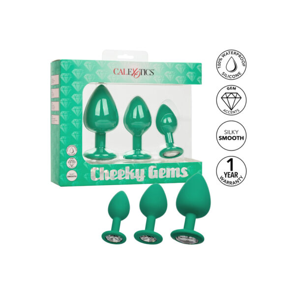 Cheeky Gems Butt Plugs 3 Piece Set Green - XToys UK