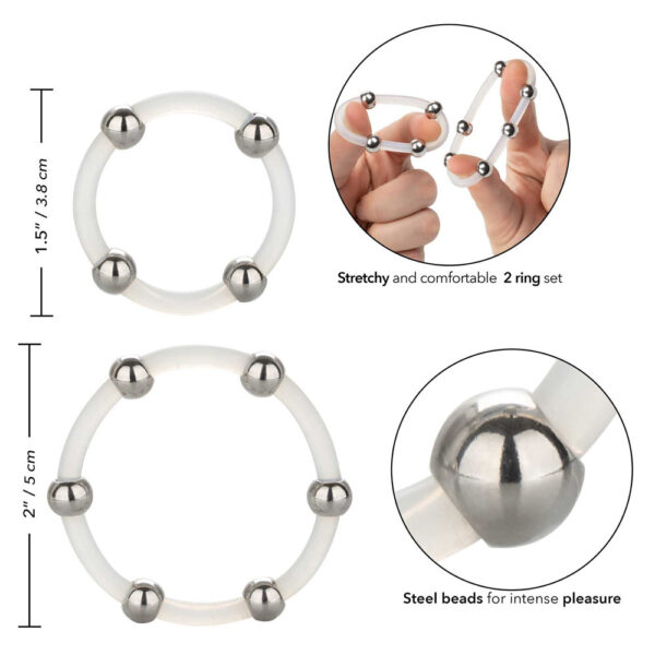 Steel Beaded Silicone Ring Set - XToys UK