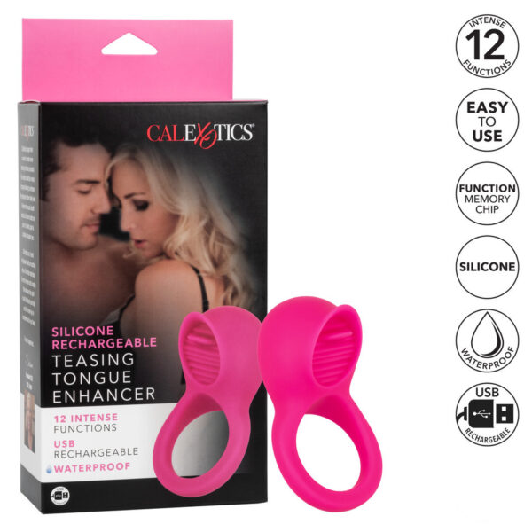 Rechargeable Teasing Tongue Enhancer Cock Ring - XToys UK