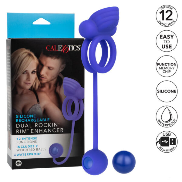 Rechargeable Dual Rockin Rim Enhancer Cock Ring - XToys UK