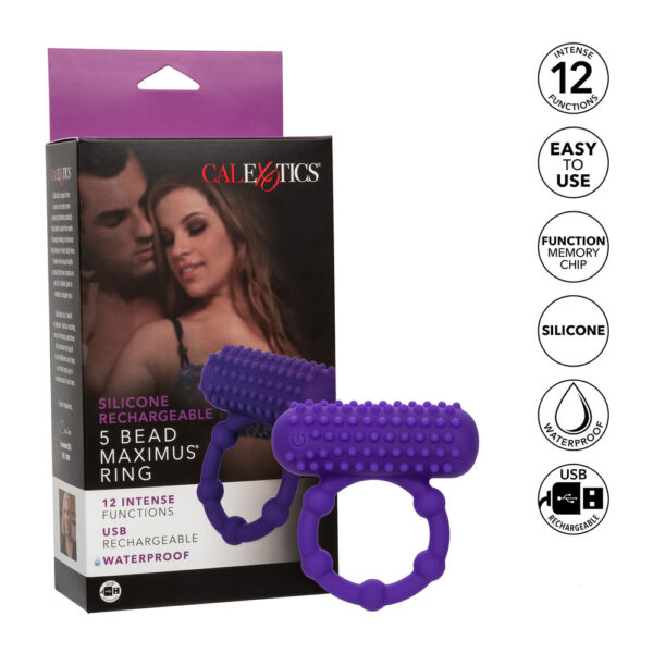 5 Bead Maximus Rechargeable Cock Ring - XToys UK