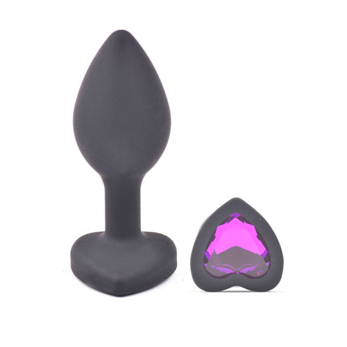 Small Heart Shaped Diamond Base Black Butt Plug - XToys UK