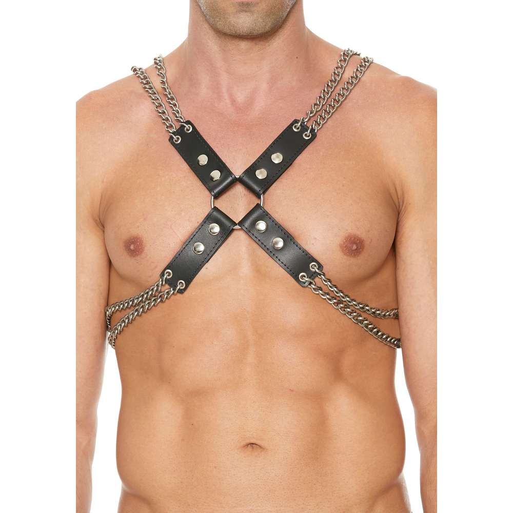 Heavy Duty Leather And Chain Body Harness - XToys UK