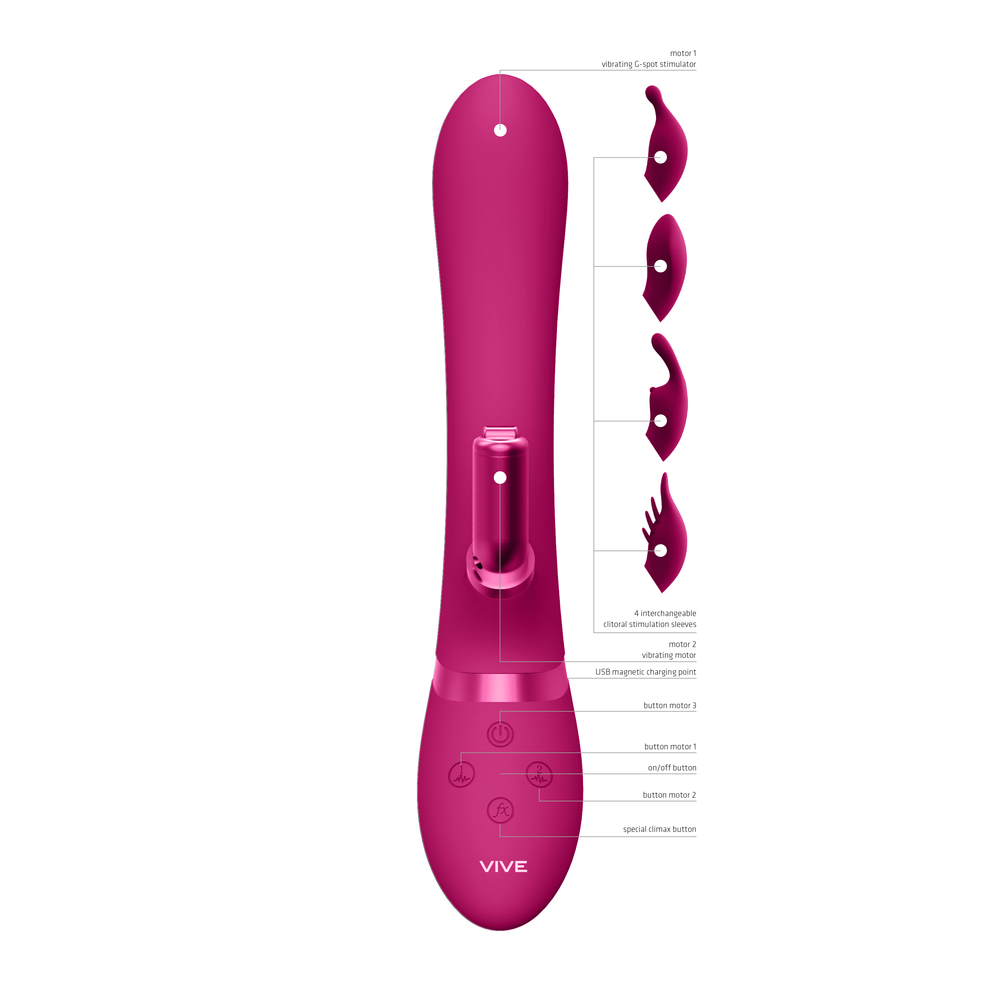 Vive Chou Double Action Interchangeable Rabbit Vibrator Pink - XToys UK