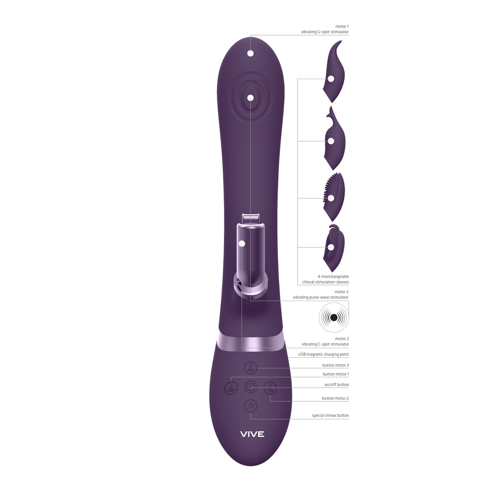 Vive Etsu Interchangeable Rabbit Vibrator Purple - XToys UK