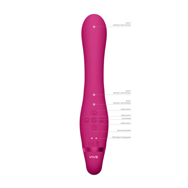 Vive Suki Triple Action Strapless Strap On Vibrator Pink - XToys UK