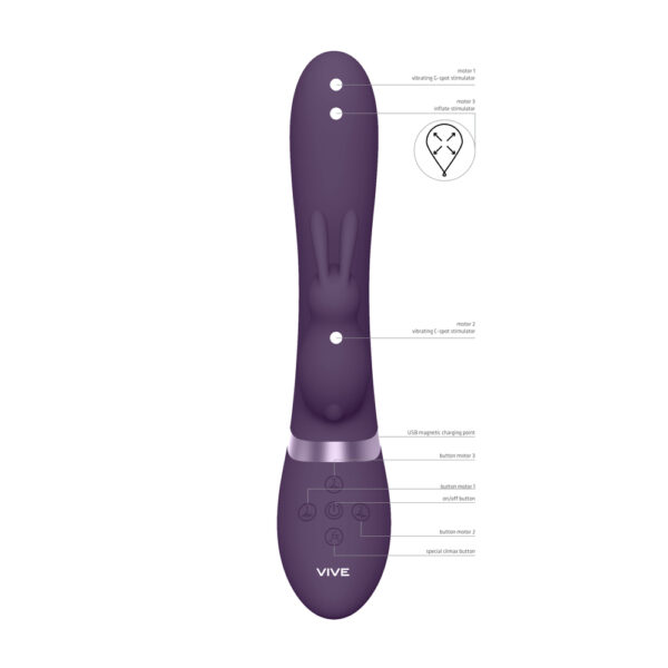 Vive Taka Triple Action Automatic Inflatable Vibrator Purple - XToys UK