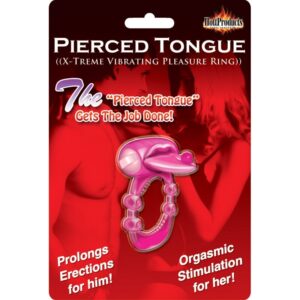 Pierced Tongue Vibrating Silicone Cock Ring - XToys UK