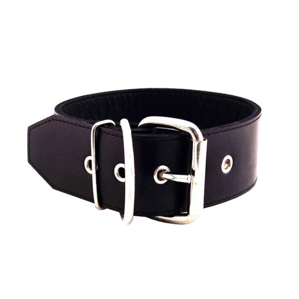 Rouge Garments 50mm Plain Black Leather Collar - XToys UK