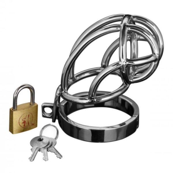 Master Series Captus Stainless Steel Locking Chastity Cage - XToys UK