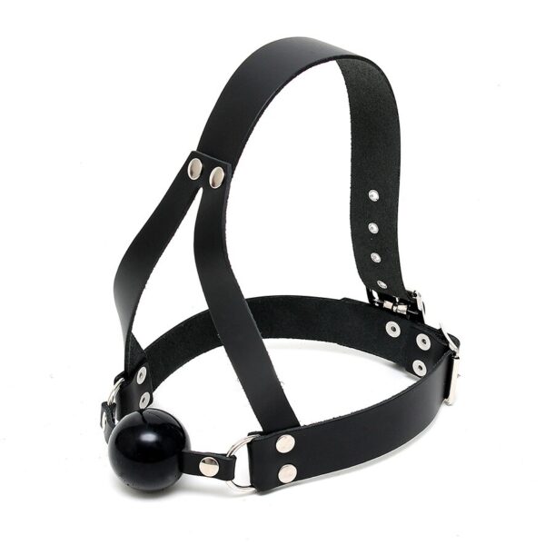 Leather Ball Gag And Head Harness - XToys UK