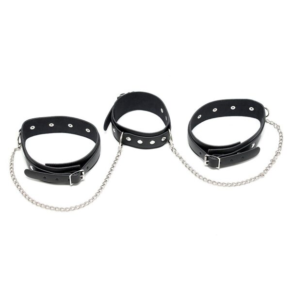 Leather Neck And Leg Chain Cuffs - XToys UK