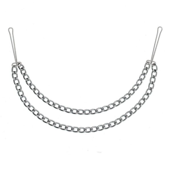 Silver Nipple Clamps With Double Chain - XToys UK