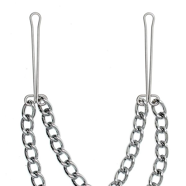 Silver Nipple Clamps With Double Chain - XToys UK